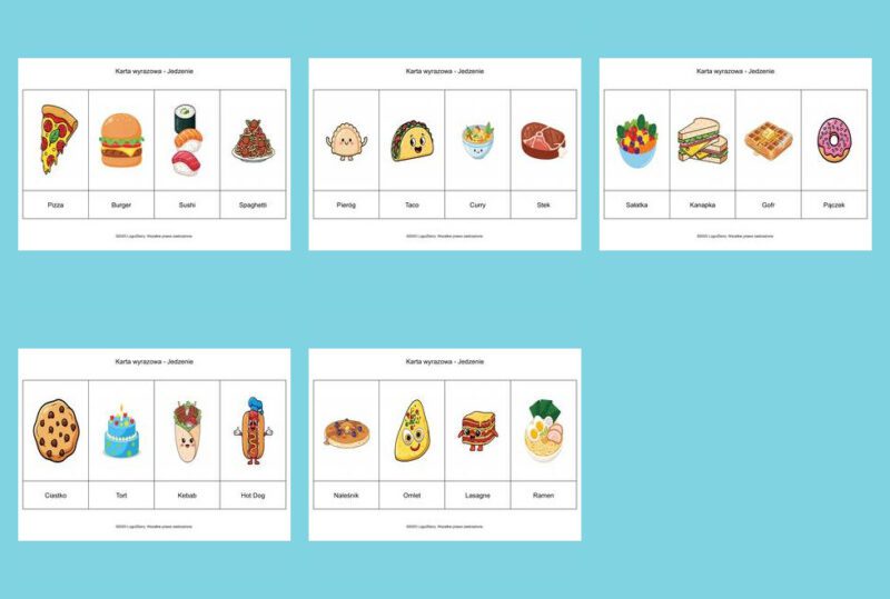 Karty wyrazowe Jedzenie 9 7 2025 mozaika
