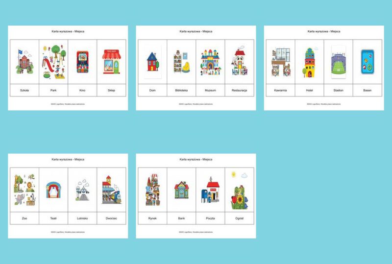 Karty wyrazowe Miejsca 9 7 2025 mozaika