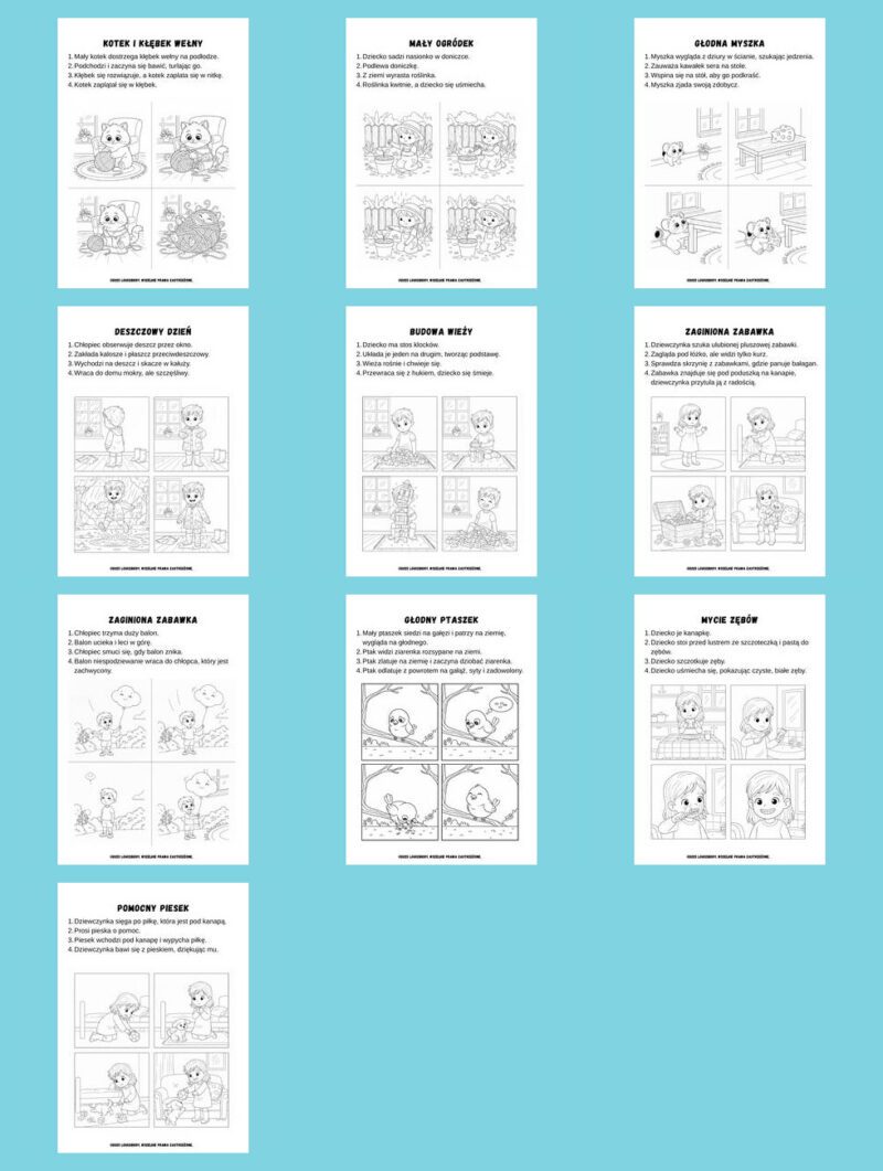 Historyjki obrazkowe bw mozaika
