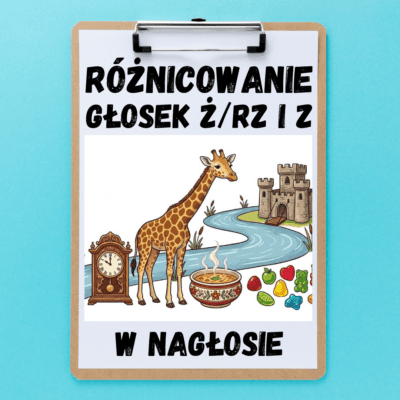 Sklep z materiałami logopedycznymi Różnicowanie głosek Ż/RZ i Z w nagłosie - paczka